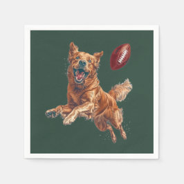 Niedlicher Golden Retriever Hund Fußball spielen Serviette