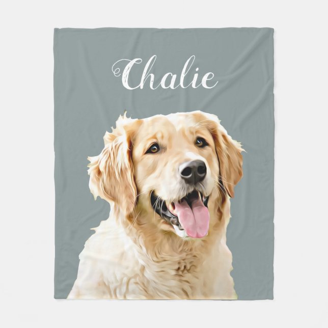 Niedlicher Golden Retriever Hund Personalisiert Fleecedecke (Vorderseite)