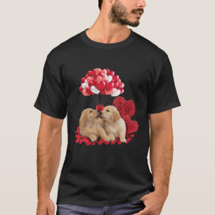 Niedlicher Golden Retriever Valentinstag Hund L T-Shirt