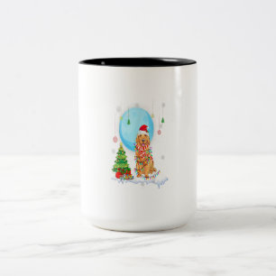 Niedlicher Golden Retriever Weihnachtsbaum Zweifarbige Tasse