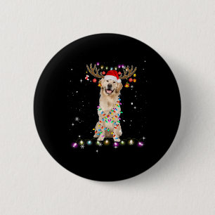 Niedlicher Golden Retriever Weihnachtsbeleuchtung Button