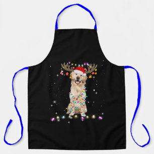 Niedlicher Golden Retriever Weihnachtsbeleuchtung  Schürze