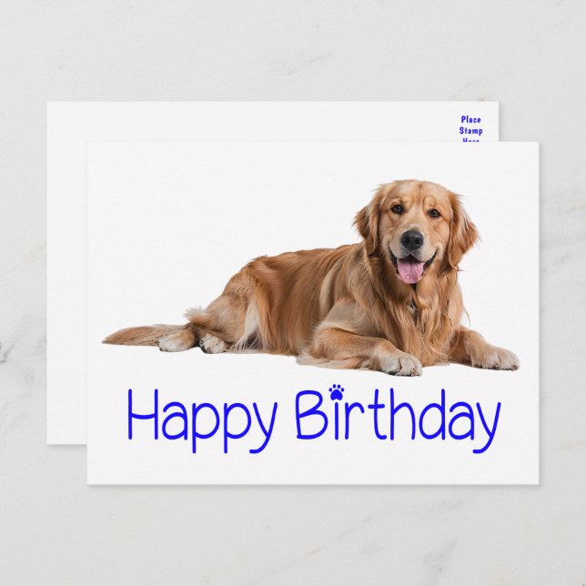 Niedlicher Golden Retriever Welpe Hund Happy Birth Postkarte (Vorne/Hinten)