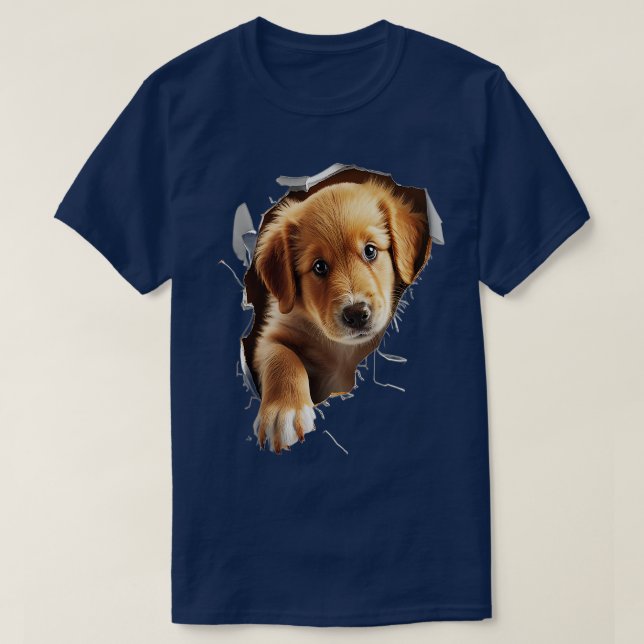 Niedlicher Golden Retriever Welpenhund bricht durc T-Shirt (Design vorne)