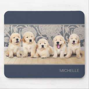 Niedlicher Golden Retriever Welpenhund Personalisi Mousepad