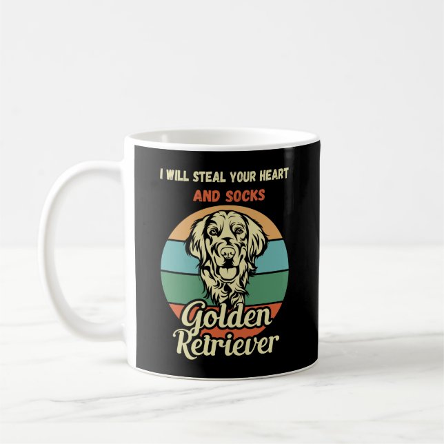 Niedlicher Golden Retriver. Herz gestohlen Hund. F Kaffeetasse (Links)