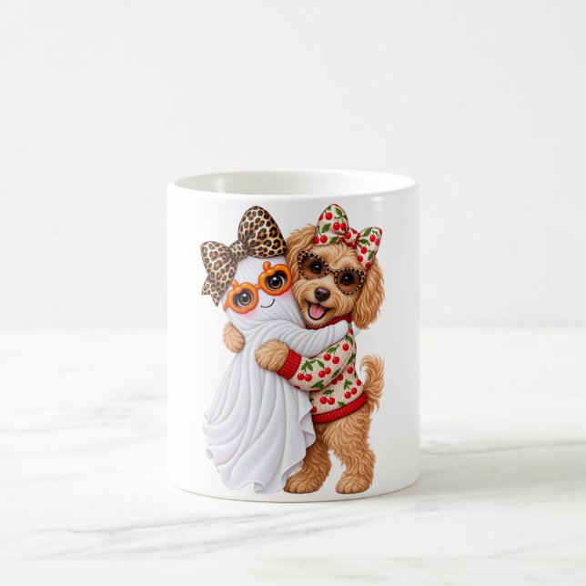 Niedlicher Goldendoodle-Geist Halloween Herbst Kun Kaffeetasse (Mittel)