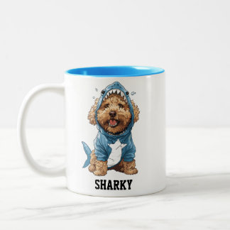 Niedlicher Goldendoodle-Hai Zweifarbige Tasse