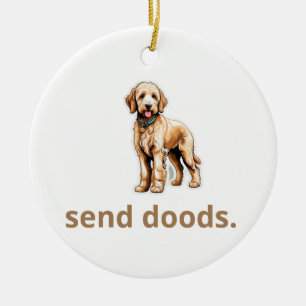 Niedlicher Goldendoodle-Hund "Doods senden" Keramik Ornament