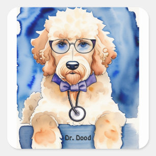 Niedlicher Goldendoodle Hund Welpen Kinder Quadratischer Aufkleber