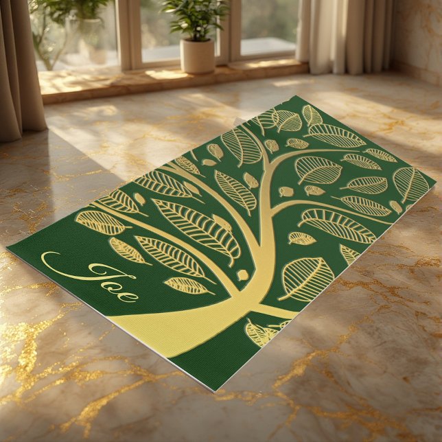 Niedlicher goldener Baum Grüne Foliage Elegant Yogamatte (Cute Golden Tree Of Life Greenery Foliage Elegant Yoga Mat)
