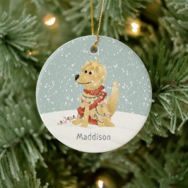 Niedlicher Goldener Retriever Keramik Ornament