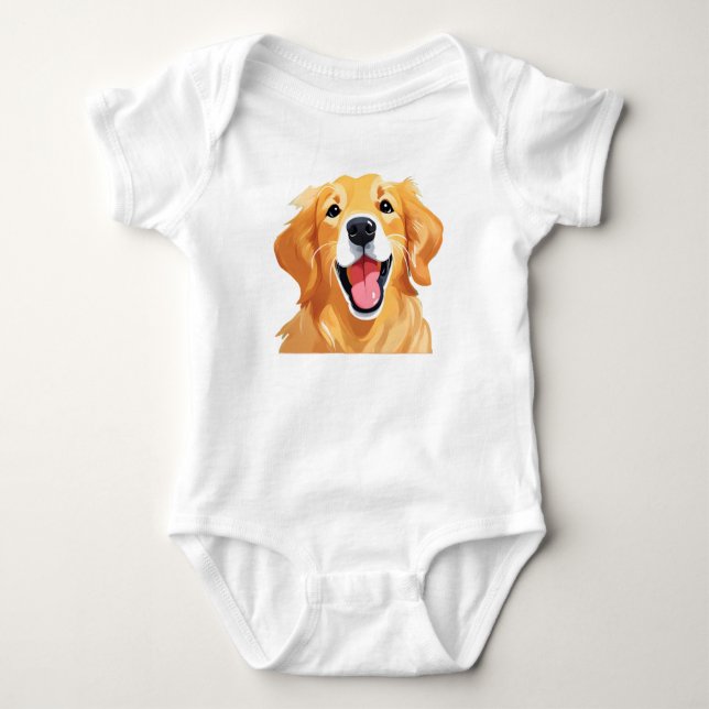 Niedlicher Goldenretriever Hund Happy Face Express Baby Strampler (Vorderseite)