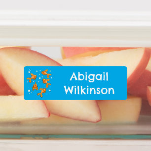 Niedlicher Goldfisch-Cartoon personalisiert Etiketten