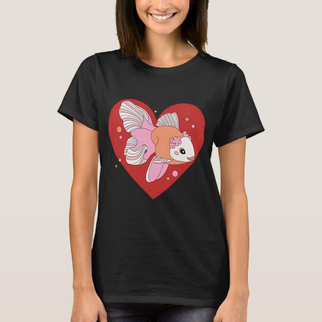 Niedlicher Goldfisch Herz T-Shirt (Vorderseite)