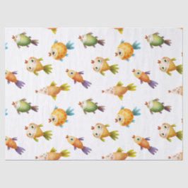 Niedlicher Goldfish auf der White Decoupage Seidenpapier