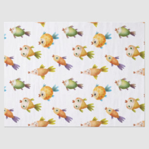 Niedlicher Goldfish auf der White Decoupage Seidenpapier