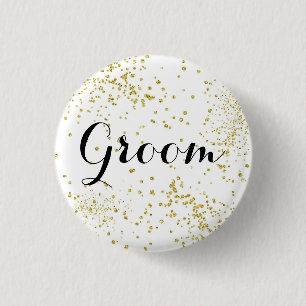Niedlicher GoldGlitzer-Bräutigam-Knopf Button
