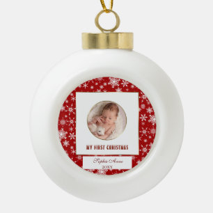 Niedlicher Goldrahmen mein erstes Weihnachtsbaby F Keramik Kugel-Ornament