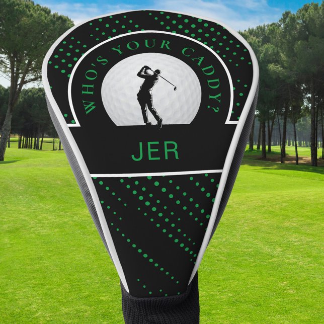 Niedlicher Golf Caddy Quote Custom Monogram Black  Golf Headcover (Cute Golf Caddy Quote Custom Monogram Black Green Golf Head Cover)