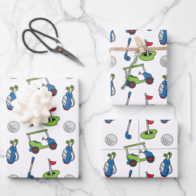 Niedlicher Golf Geschenkpapier Set (Vorderseite)