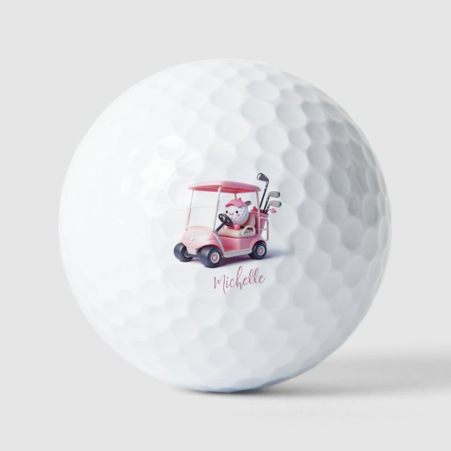 Niedlicher Golfball Fahren mit dem Golfplatz (Vorderseite)