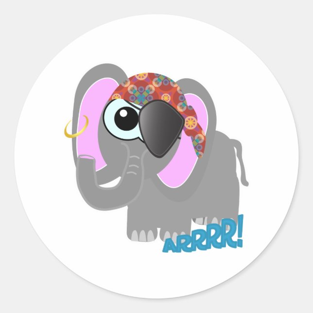 Niedlicher Goofkins-Elefant Runder Aufkleber (Vorderseite)
