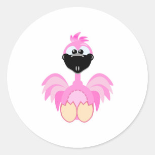 Niedlicher Goofkins-Flamingo Runder Aufkleber