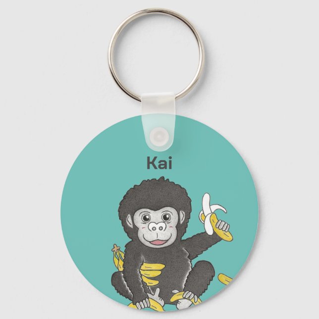 Niedlicher Gorilla-Tiername Schlüsselanhänger (Vorderseite)