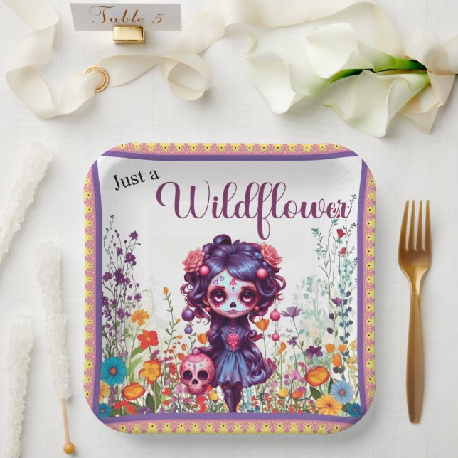 Niedlicher Gothic Garden Zuckerkult Pappteller (Hochzeit)