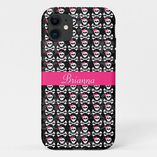 Niedlicher gotischer Schädel und Knochen-Girly Case-Mate iPhone Hülle (Rückseite)