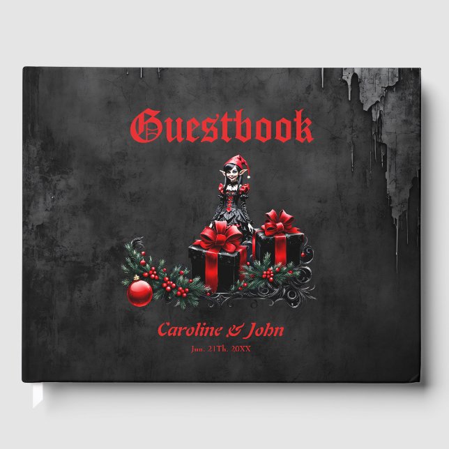 Niedlicher gotischer Weihnachtself. Gästebuch (Vorderseite)