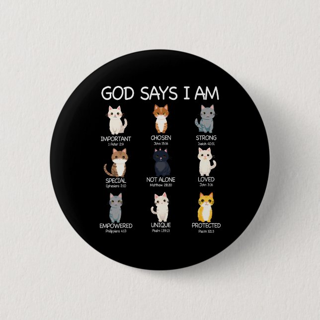 Niedlicher Gott sagt, ich bin Cat Lover Funny Chri Button (Vorderseite)