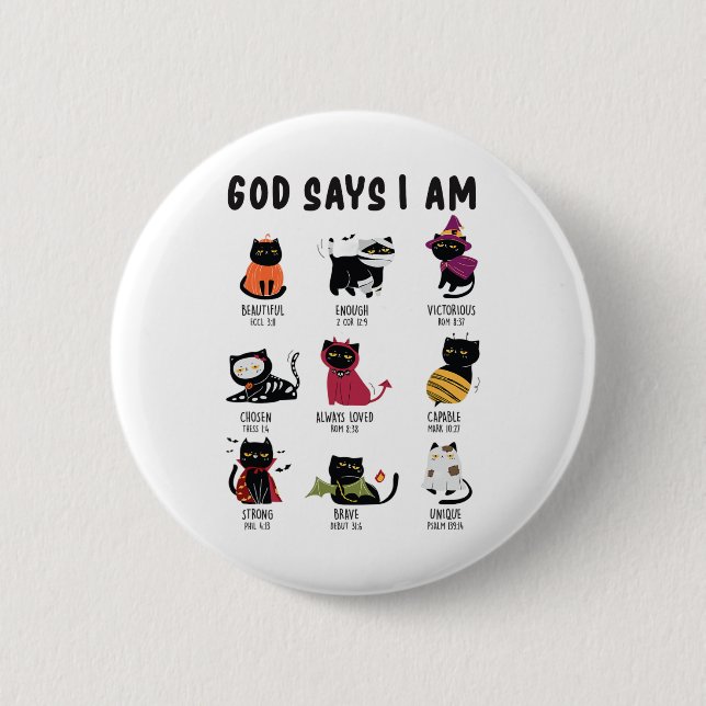 Niedlicher Gott sagt, ich bin Cat Lover Funny Chri Button (Vorderseite)
