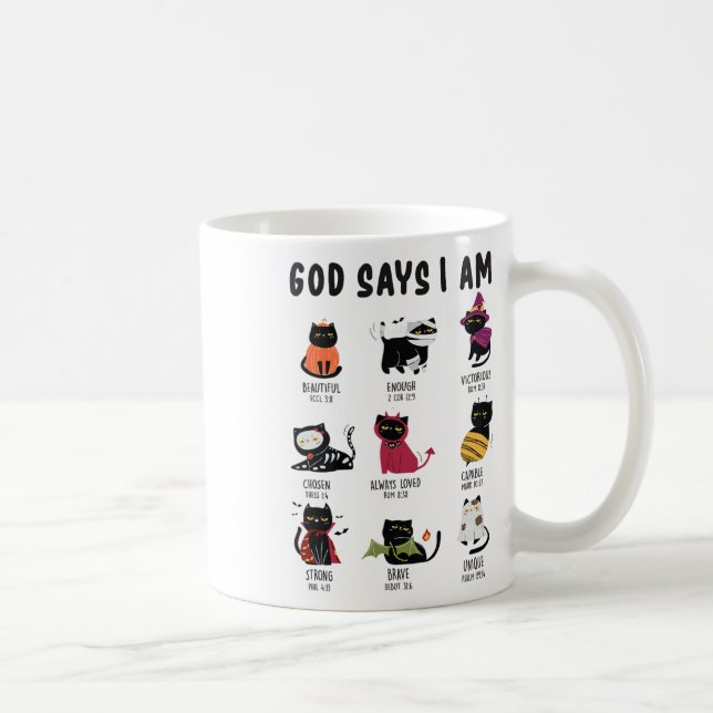 Niedlicher Gott sagt, ich bin Cat Lover Funny Chri Kaffeetasse (Rechts)