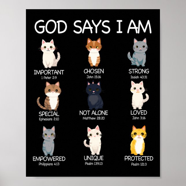 Niedlicher Gott sagt, ich bin Cat Lover Funny Chri Poster (Vorne)