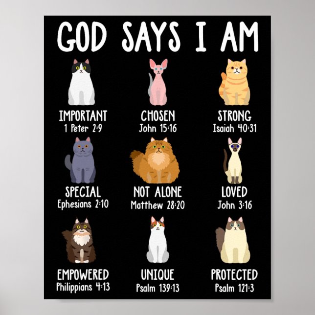 Niedlicher Gott sagt, ich bin Katze über Christlic Poster (Vorne)