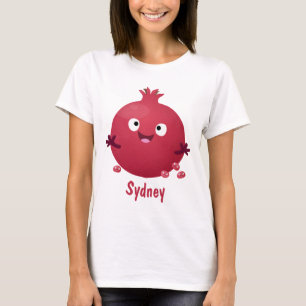 Niedlicher Granatapfelfruchtiger Cartoon T-Shirt