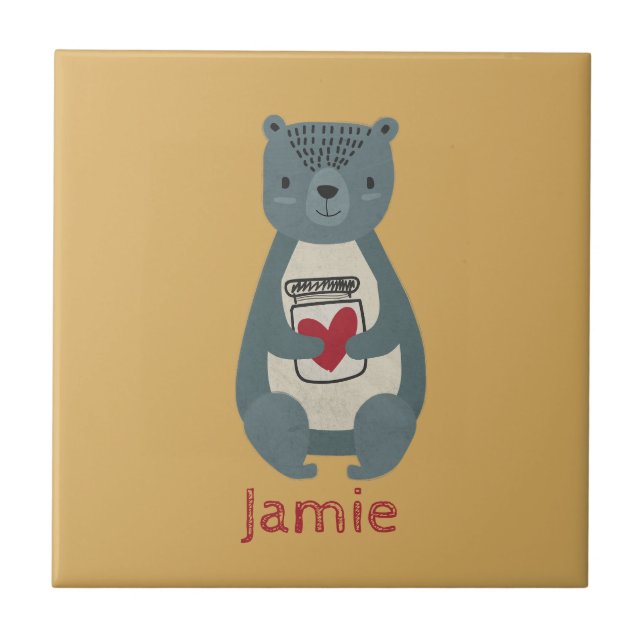 Niedlicher Graubär Fliese (Vorderseite)