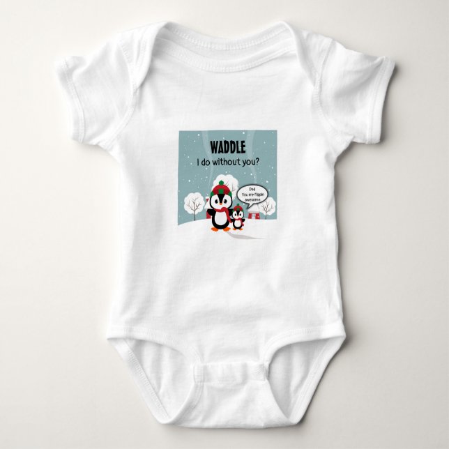 Niedlicher Graue Baby-Pinguin im Winterschnee Baby Strampler (Vorderseite)