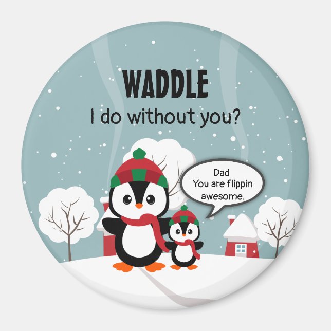 Niedlicher Graue Baby-Pinguin im Winterschnee Magnet (Vorne)