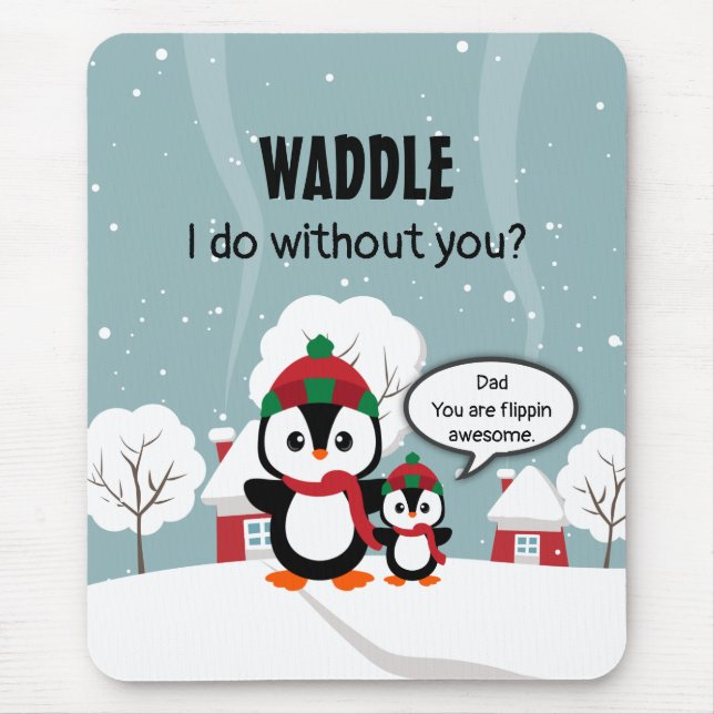Niedlicher Graue Baby-Pinguin im Winterschnee Mousepad (Vorne)