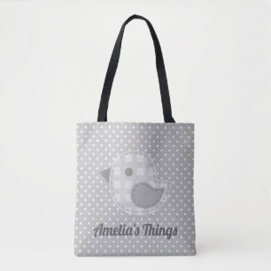 Niedlicher grauer Baby Bird und Polka Dot Personal
