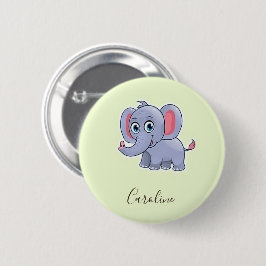 Niedlicher grauer Elefant Button