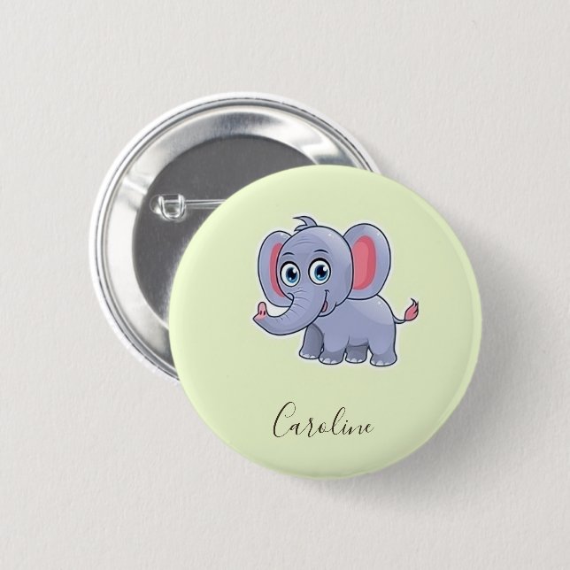 Niedlicher grauer Elefant Button (Vorne & Hinten)