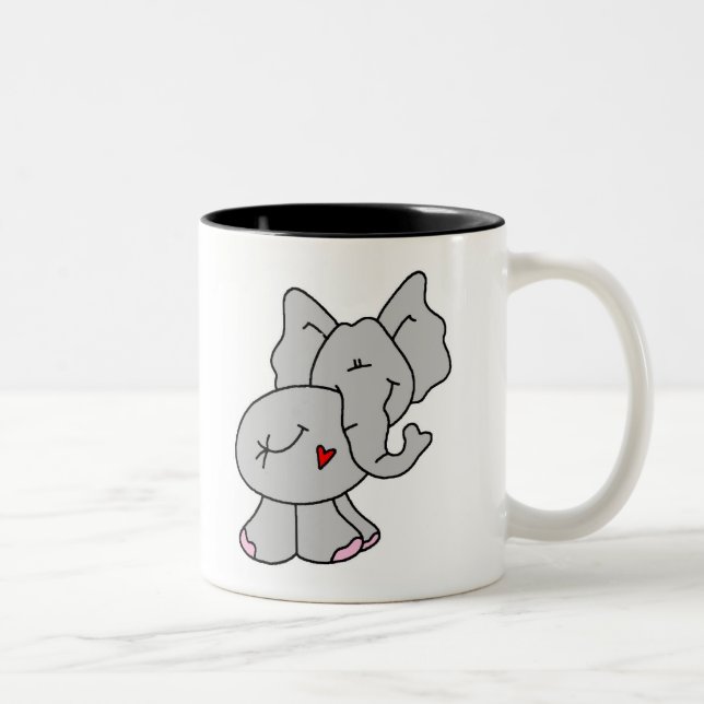 Niedlicher grauer Elefant Zweifarbige Tasse (Rechts)