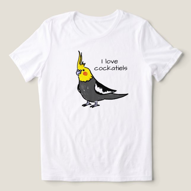 Niedlicher Grauer Gelber Nymphensittich Vogel  Tri-Blend Shirt (Design Vorderseite)