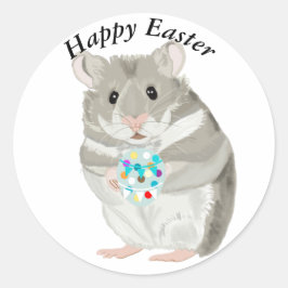 Niedlicher grauer Hamster mit einem Ostereier Runder Aufkleber