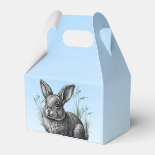 Niedlicher grauer Hase vor blauem Himmel Geschenkschachtel