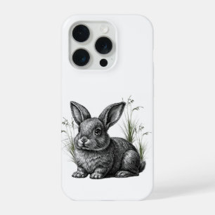 Niedlicher grauer Hase zwischen dem Gras iPhone 15 Pro Hülle